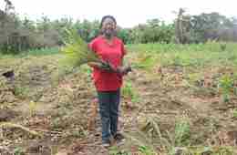 Catherine Akinbami with oil palm