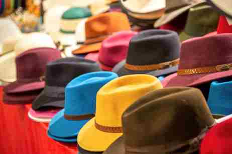 An array of brightly coloured hats